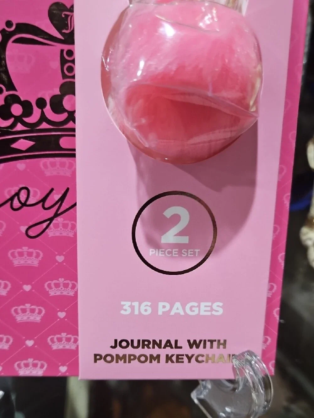 NWT! Juicy Couture Home Pretty Pink Journal with Pink Pom-Pom Keychain/Charm!